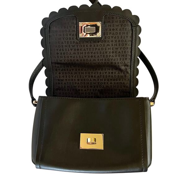 Kate Spade Maple Court Zani Scalloped Edge Black Leather Crossbody Shoulder Bag - Picture 4 of 11